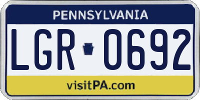 PA license plate LGR0692
