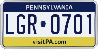 PA license plate LGR0701