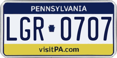 PA license plate LGR0707