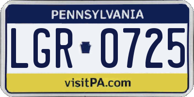 PA license plate LGR0725