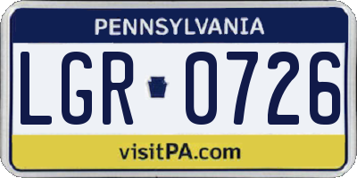 PA license plate LGR0726