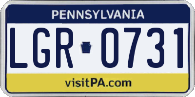 PA license plate LGR0731