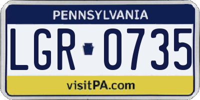 PA license plate LGR0735