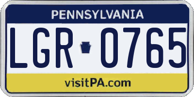 PA license plate LGR0765