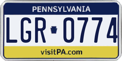 PA license plate LGR0774