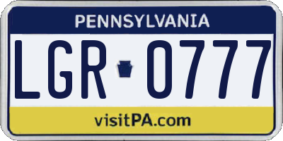 PA license plate LGR0777