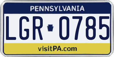 PA license plate LGR0785