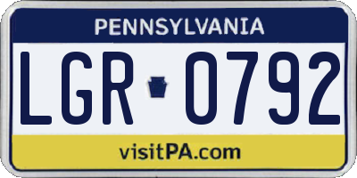 PA license plate LGR0792