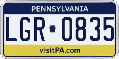 PA license plate LGR0835