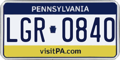 PA license plate LGR0840