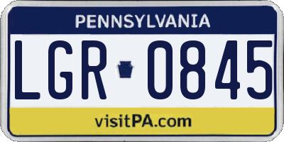 PA license plate LGR0845