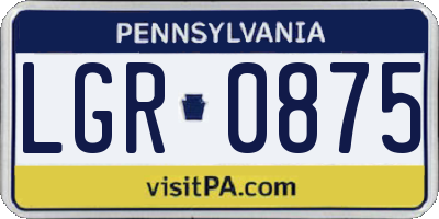 PA license plate LGR0875