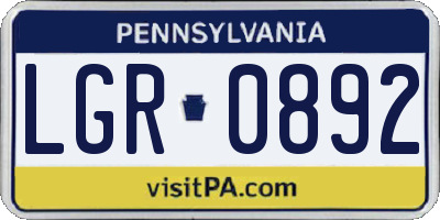 PA license plate LGR0892