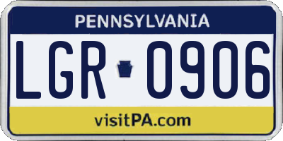 PA license plate LGR0906