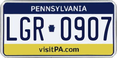 PA license plate LGR0907
