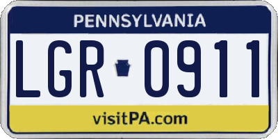 PA license plate LGR0911