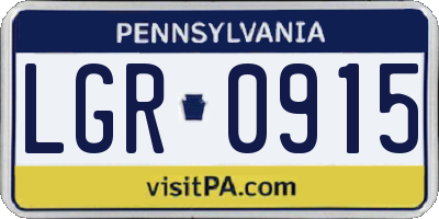 PA license plate LGR0915