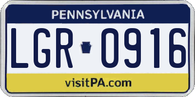 PA license plate LGR0916