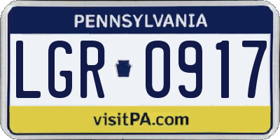 PA license plate LGR0917