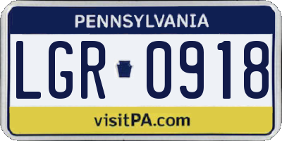 PA license plate LGR0918