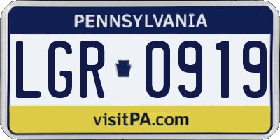 PA license plate LGR0919