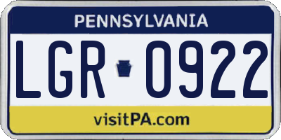 PA license plate LGR0922