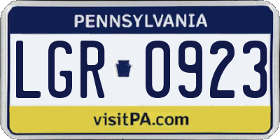 PA license plate LGR0923