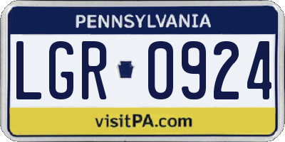 PA license plate LGR0924