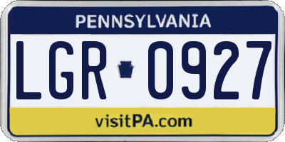 PA license plate LGR0927