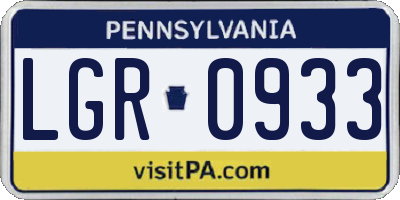 PA license plate LGR0933