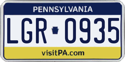 PA license plate LGR0935