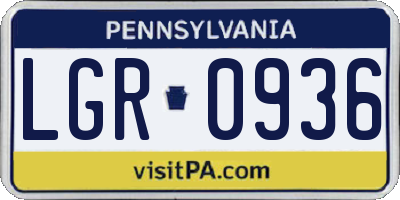PA license plate LGR0936