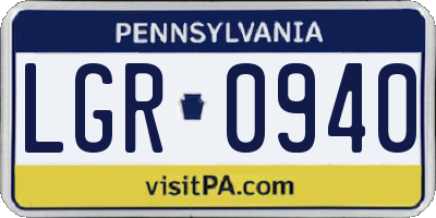 PA license plate LGR0940