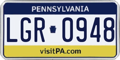 PA license plate LGR0948