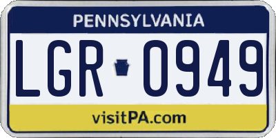 PA license plate LGR0949
