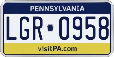 PA license plate LGR0958