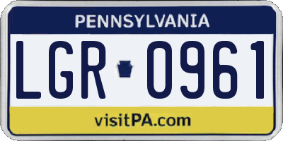 PA license plate LGR0961
