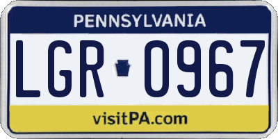 PA license plate LGR0967