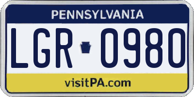 PA license plate LGR0980