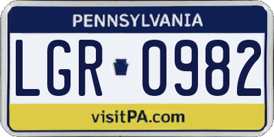 PA license plate LGR0982