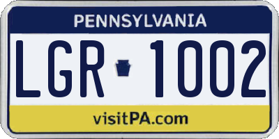 PA license plate LGR1002