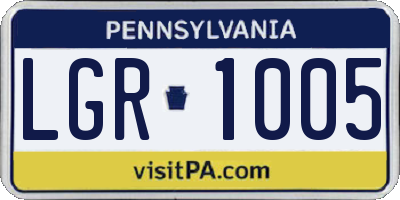 PA license plate LGR1005