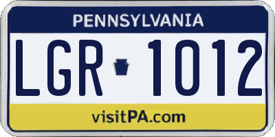 PA license plate LGR1012