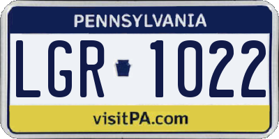 PA license plate LGR1022