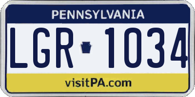 PA license plate LGR1034