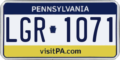PA license plate LGR1071