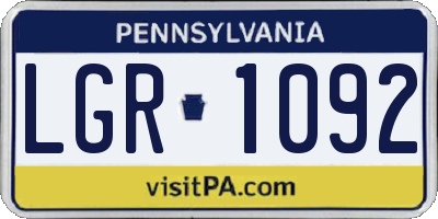 PA license plate LGR1092