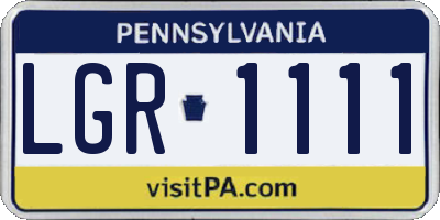 PA license plate LGR1111