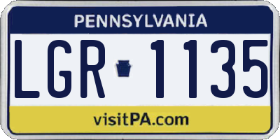 PA license plate LGR1135