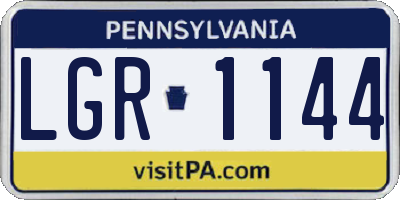 PA license plate LGR1144